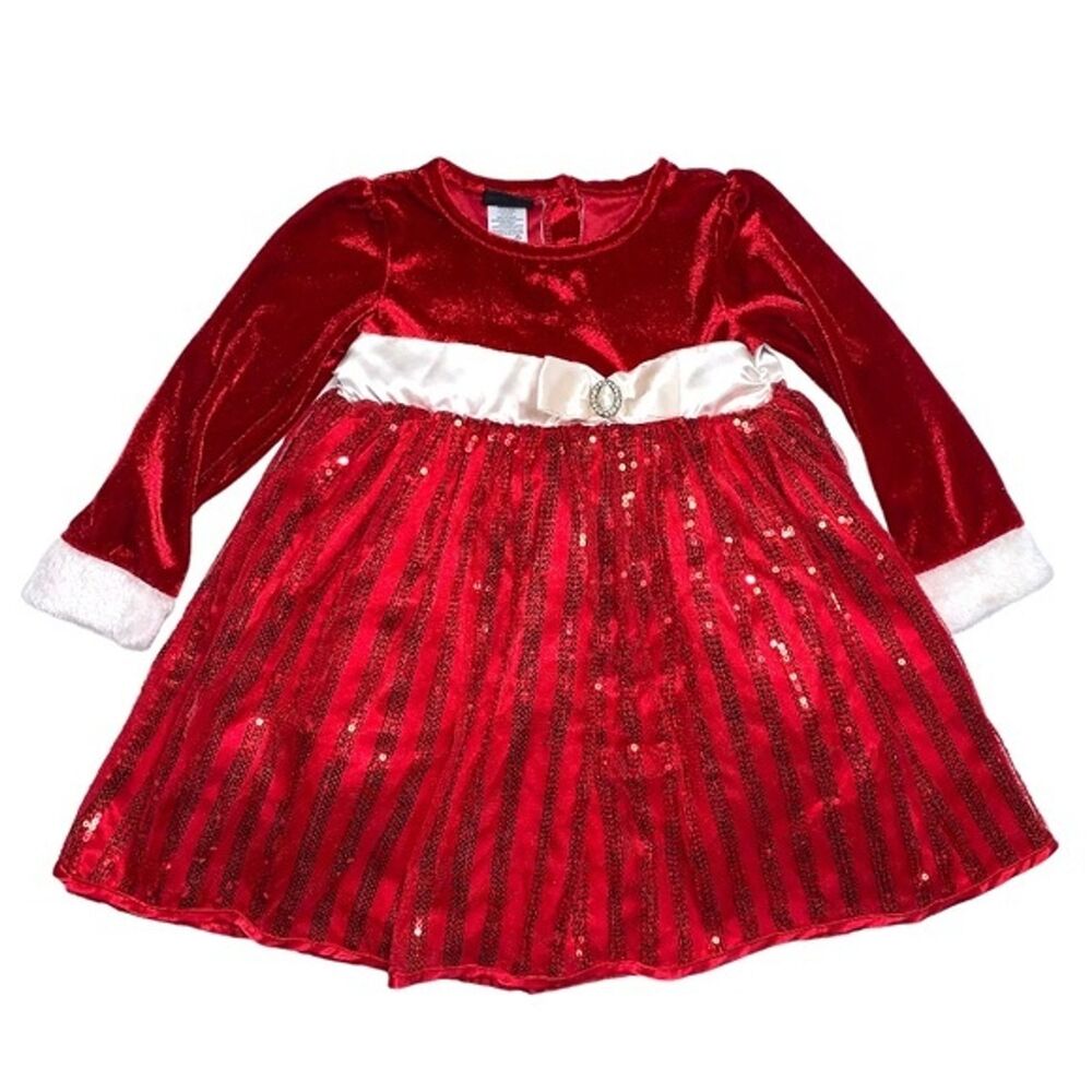 Valentine's Red Velvet Party Fit Flare Dress 3T Faux Fur Trimmed